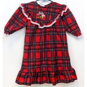 Vtg 90s Disney Plaid Classic Nightgown sz 2T Red Flannel Minnie Daisy Holiday
